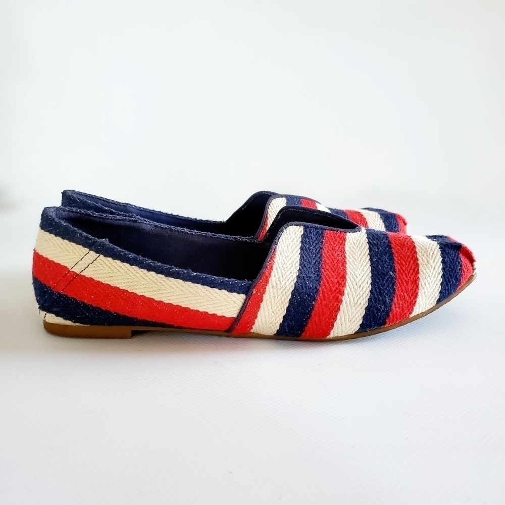 Zara Trafaluc Striped Flats Red White Blue Size 38 or 7.5 - Picture 4 of 7